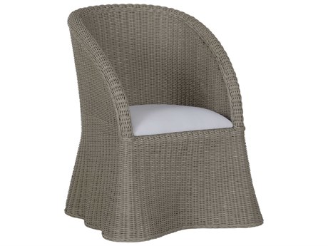 Wildwood Savannah Tub Fabric Rattan Gray Upholstered Arm Dining Chair