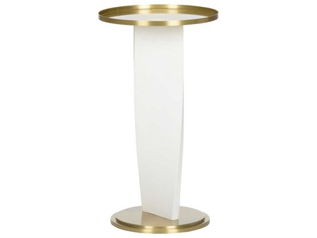 Wildwood Elin Round Metal Matte White Brass End Table