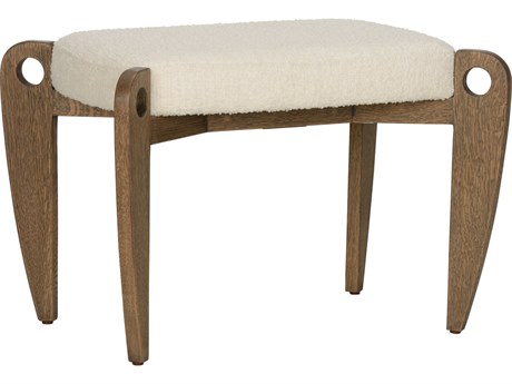 Wildwood Eyelet Driftwood Brown Upholstered Accent Stool