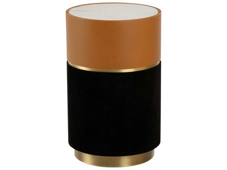 Wildwood Casey Round Marble Natural White Antique Brass End Table