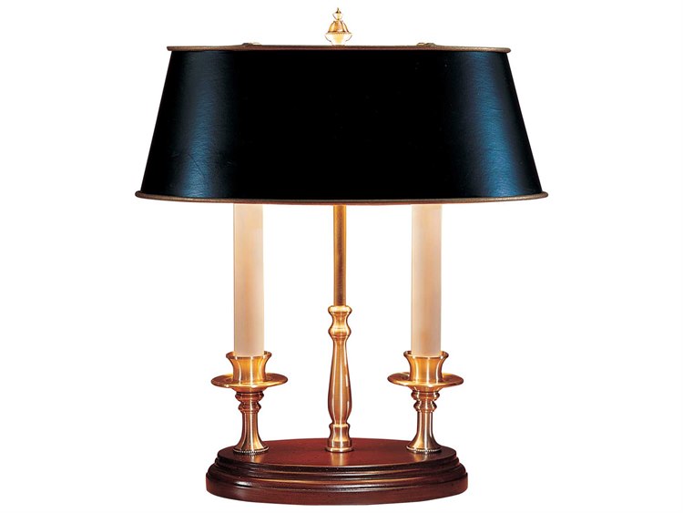Wildwood Twin Candle Gold Black Paper Brass Desk Lamp