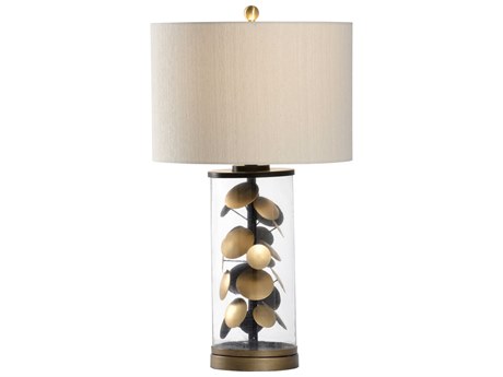 Wildwood Circle Of Influence Antique Brass Cream Raw Silk Buffet Lamp