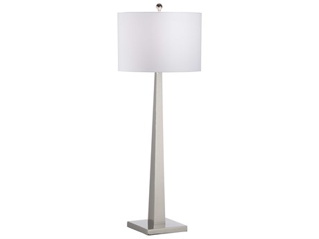 Wildwood Obelisk Of Montevideo Polished Nickel White Linen Floor Lamp