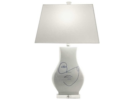 Wildwood Abstract Portrait-II White Glaze Microfiber Buffet Lamp