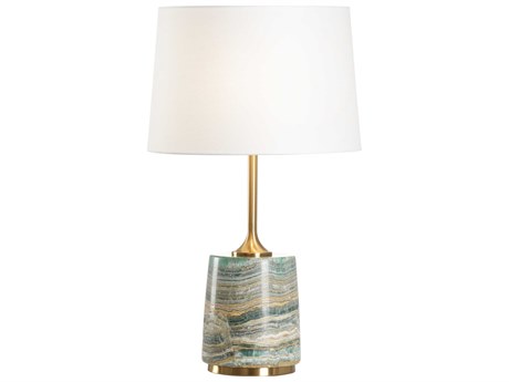 Wildwood Liguria Coffee Bronze Natural Dark Green Off White Linen Buffet Lamp