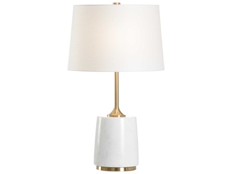 Wildwood Ancona Coffee Bronze Natural Carrera Off White Linen Buffet Lamp