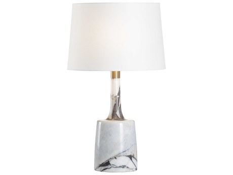 Wildwood Verona Antique Brass Natural Calacatta Off White Linen Buffet Lamp