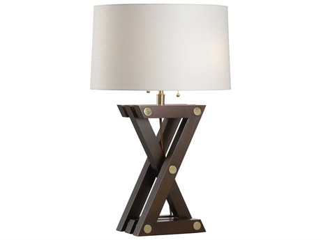 Wildwood Zander Walnut Off White Linen Brown Buffet Lamp