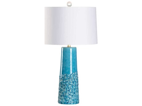 Wildwood Hvar Crackled Turquoise Glaze Off White Silkette Blue Buffet Lamp