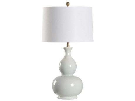 Wildwood Waterspout Crisp Blue Off White Linen Buffet Lamp