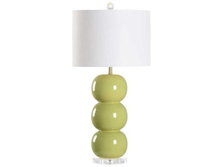 Wildwood Newton Pippen Green Glaze Off White Linen Buffet Lamp