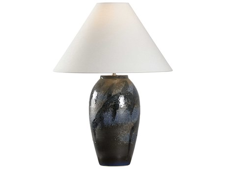Wildwood Shiga Hatsu Blue Off White Linen Buffet Lamp