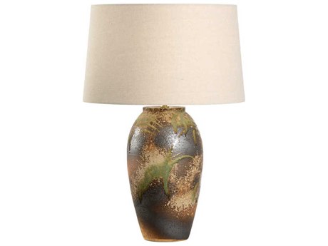 Wildwood Shiga Chaiaki Brown Green Tan Linen Buffet Lamp