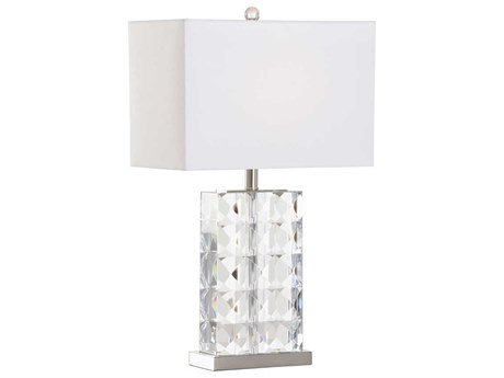 Wildwood Josette Clear Polished Nickel Off White Linen Buffet Lamp