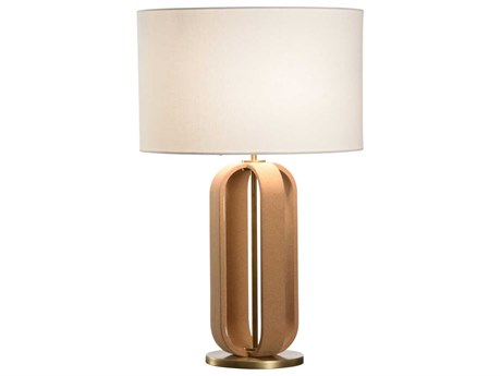 Wildwood Ovalay Cork Natural Antique Brass Off White Linen Buffet Lamp