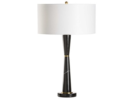 Wildwood Ragnar Natural Black Antique Brass Off White Linen Buffet Lamp