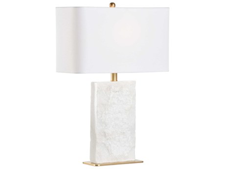 Wildwood Gwen Natural White Antique Brass Off Linen Buffet Lamp