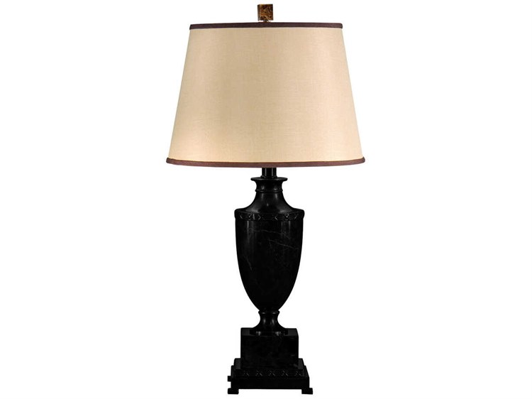Wildwood Marble Urn Natural Brown Tan Silk Bronze Buffet Lamp