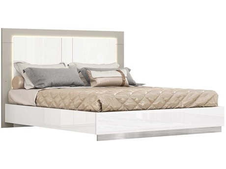 Whiteline Modern Living Daisy White Light Grey Polished Silver King Platform Bed