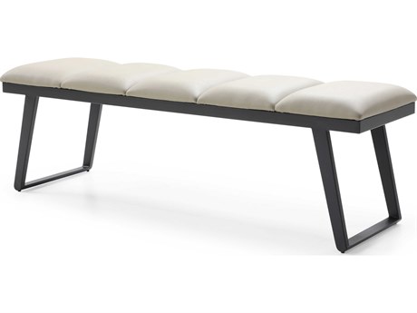 Whiteline Modern Living Ethan Light Grey Sanded Black Faux Leather Accent Bench