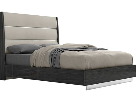Whiteline Modern Living Pino Dark Grey Light Black Upholstered Queen Platform Bed