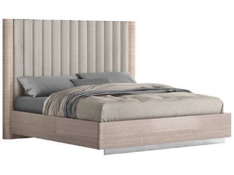 Whiteline Modern Living Waves Beige Upholstered Queen Platform Bed