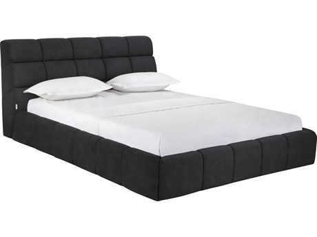Whiteline Modern Living Owen Dark Grey Blue Upholstered Queen Platform Bed