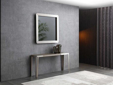 Whiteline Modern Living Elena Rectangular Wood Grey Console Table with Mirror