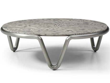 Whiteline Modern Living Anaconda Round Wood Grey Coffee Table