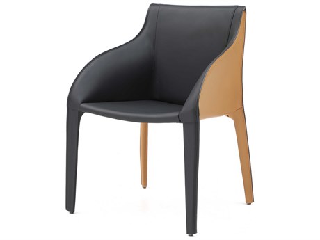 Whiteline Modern Living Emory Black Faux Leather Arm Dining Chair