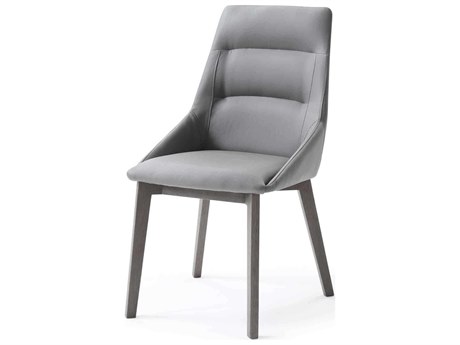 Whiteline Modern Living Siena Solid Wood Gray Faux Leather Armless Dining Chair Set of 2