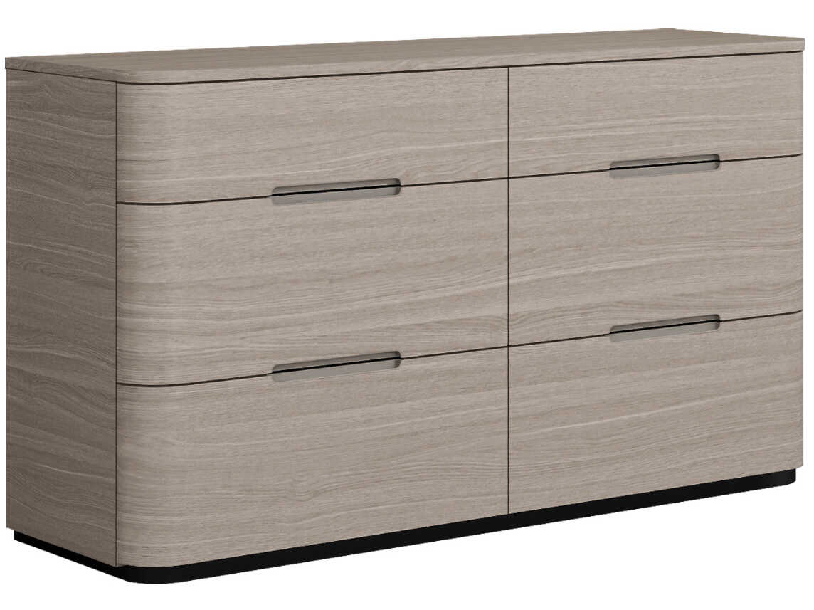 Vera 6-Drawers Oak Wood Double Dresser