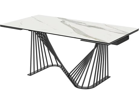 Whiteline Modern Living Roma Rectangular Ceramic White Dining Table