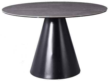 Whiteline Modern Living Sun Round Ceramic Grey Dining Table