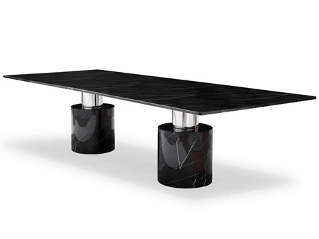 Whiteline Modern Living Geneva Rectangular Marble Black Dining Table