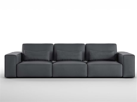 Whiteline Modern Living Florida Dark Grey Leather Sofa