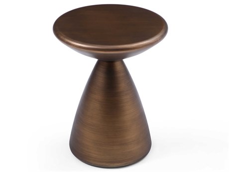 Whiteline Modern Living Ayla Round Metal Brushed Bronze End Table