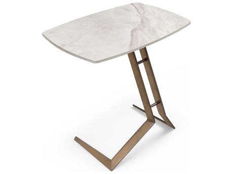 Whiteline Modern Living Katy Rectangular Ceramic Light Grey Brushed Bronze End Table