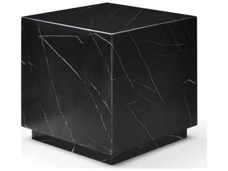 Whiteline Modern Living Iris Square Marble Black End Table