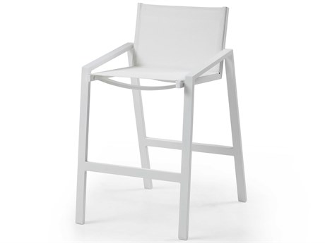 Whiteline Modern Living Outdoor Rio White Aluminum Sling Bar Stool