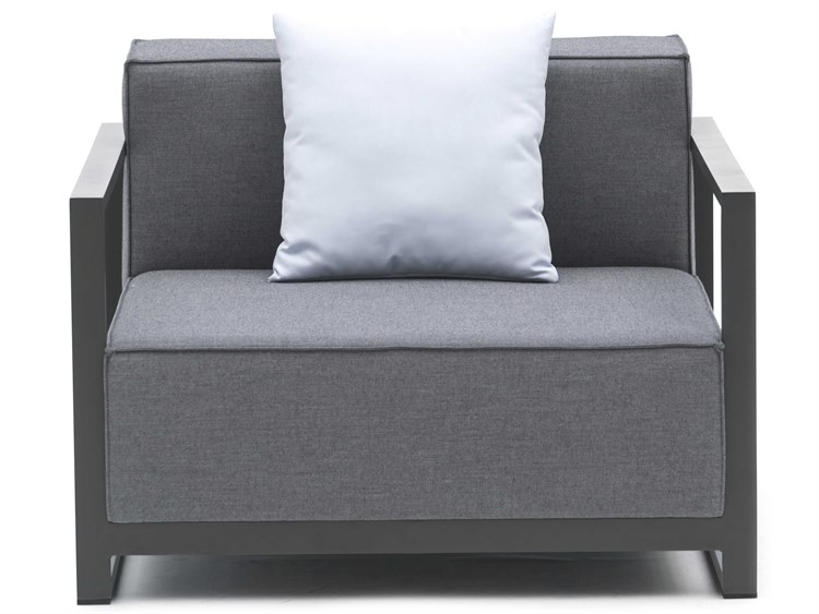 Whiteline Modern Living Outdoor Sensation Dark Grey Fabric Cushion Lounge Chair