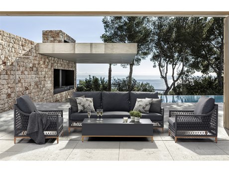 Whiteline Modern Living Outdoor Karen Dark Grey Rope Cushion Lounge Set