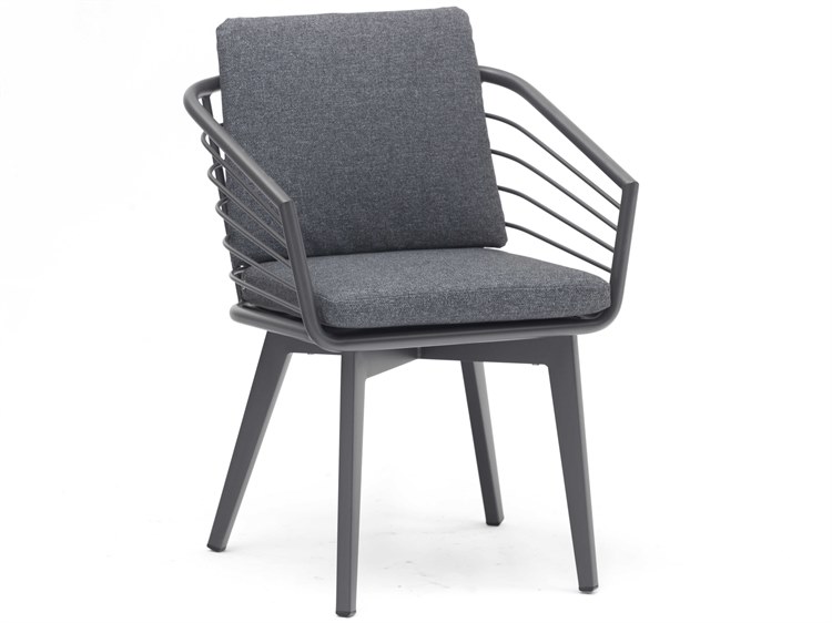 Whiteline Modern Living Outdoor Kassey Dark Grey Aluminum Cushion Dining Chair
