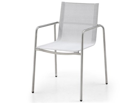 Whiteline Modern Living Outdoor Paola Light Grey Aluminum Sling Dining Chair