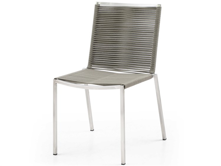 Whiteline Modern Living Outdoor Rhea Light Brown Aluminum Rope Dining Chair