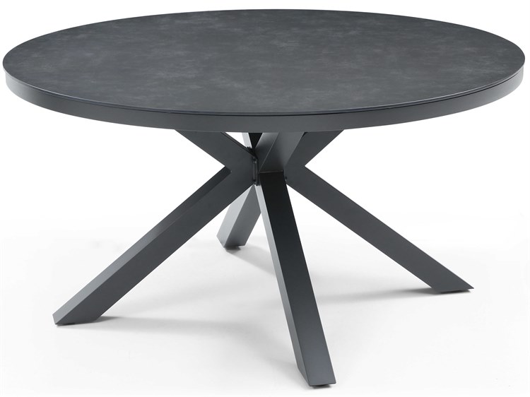 Whiteline Modern Living Outdoor Kassey Dark Grey Aluminum Round Dining Table