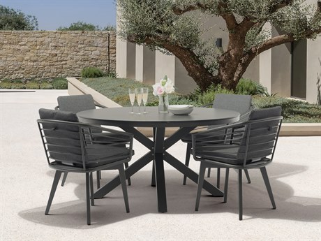 Whiteline Modern Living Outdoor Kassey Dark Grey Aluminum Dining Set
