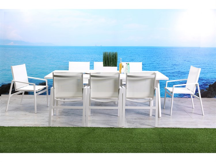 Whiteline Modern Living Outdoor Rio White Aluminum Dining Set