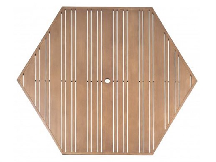 Woodard Extruded Aluminum Tri-Slat 60'' Hexagonal Table Top with Umbrella Hole