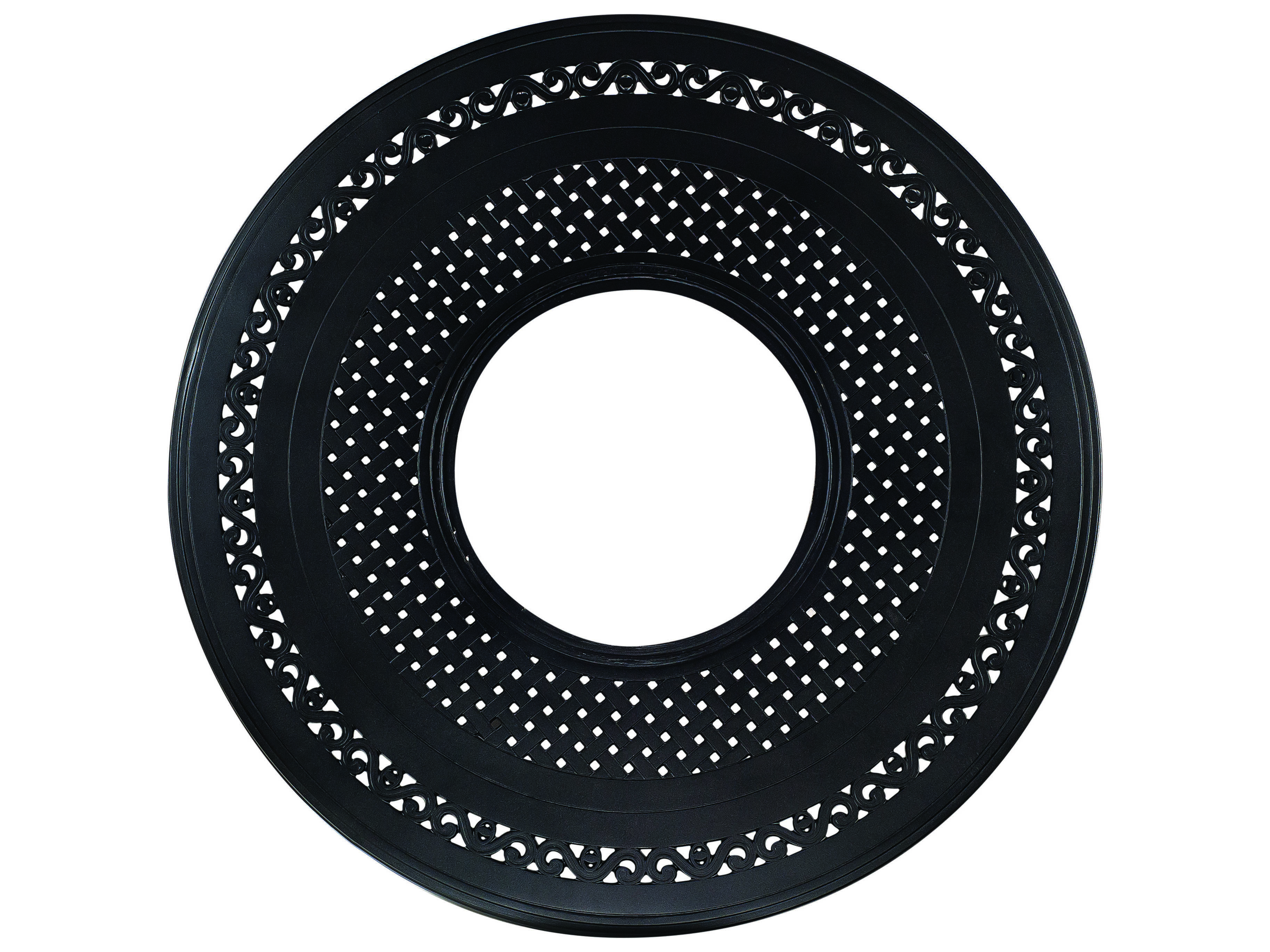 Woodard Cast Aluminum Empire 48''Wide Round Fire Table Top with Burner Cover 03348FP